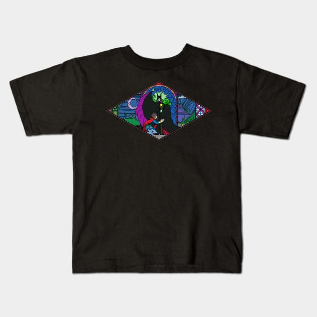 Stained Glass Dark Fairy Curse Kids T-Shirt by linguard